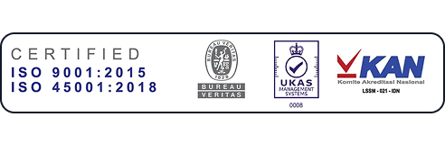 ISO 9001 and ISO 45001 certified by Bureau Veritas, UKAS, and KAN